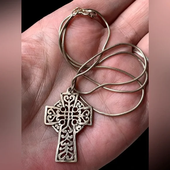Sterling Silver Celtic Cut Out Cross Unisex Necklace Mens Woman’s Necklace